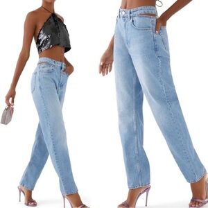 Frame Le High N Tight Straight Cut- Out Jeans